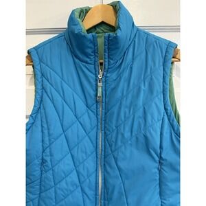 Reversible Quilted Pile Vest Aqua/Green Full Zip Size Large Free‎ Country